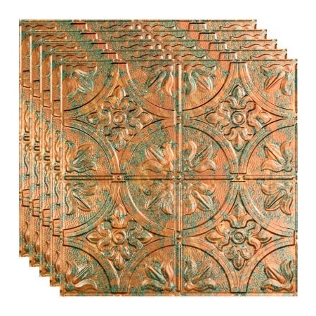 Acoustic Ceiling Products Fasade Traditional Syle # 2 - 23-3/4" x 23-3/4" PVC Lay In Tile in Copper Fantasy - PL5211